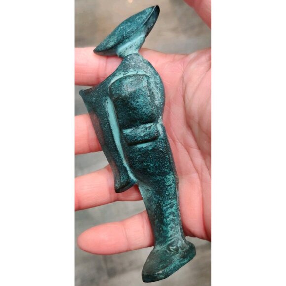 Vintage Japanese Rustic Bronze Geisha Girl Statue Sculpture Figurine 4.25x1.75" - Picture 7 of 11